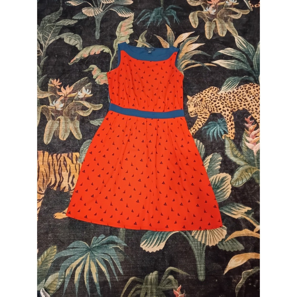 Tommy Hilfiger Red Nautical Sailboat Print Sleeveless Fit & Flare Dress Womens 4